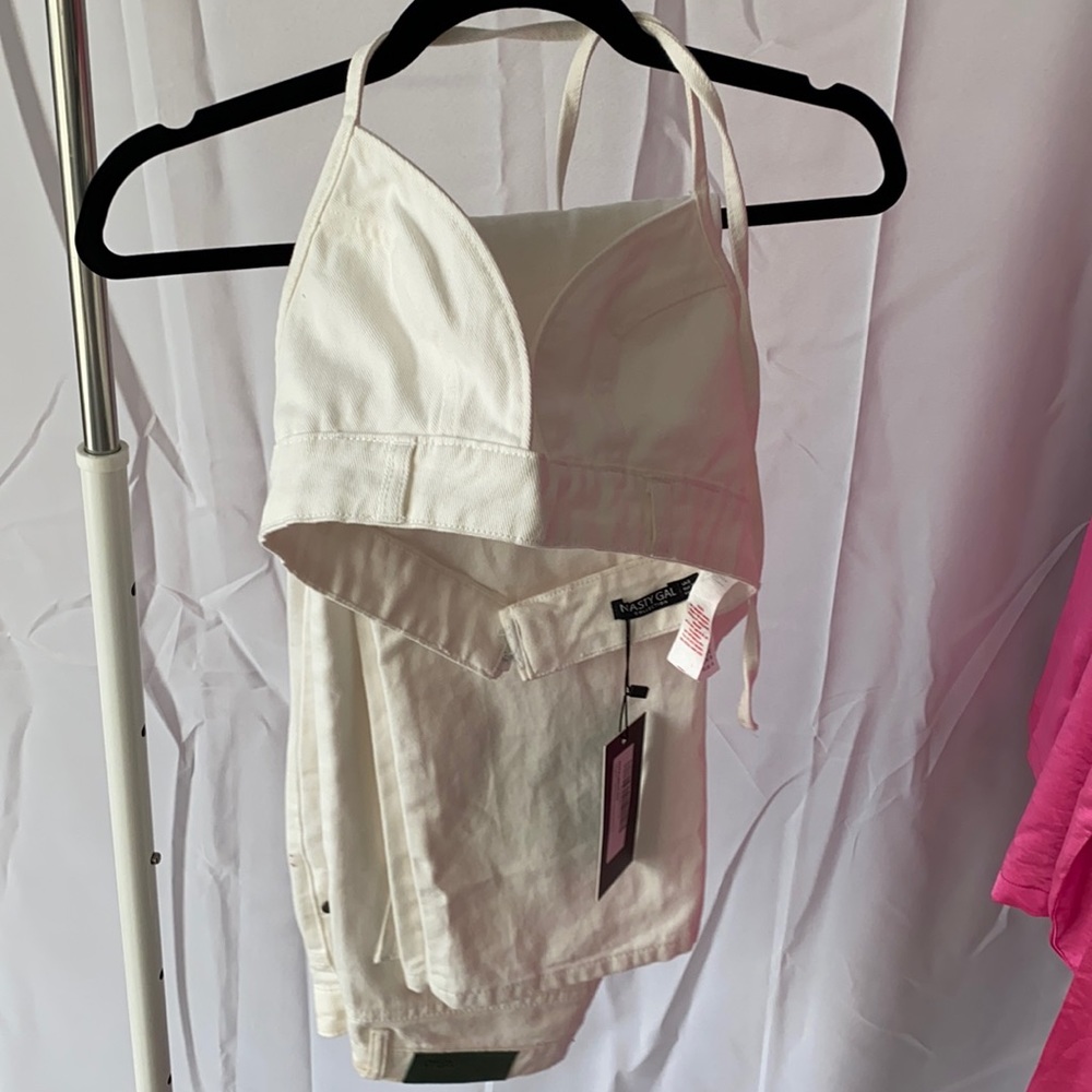 NastyGal White Jean Set